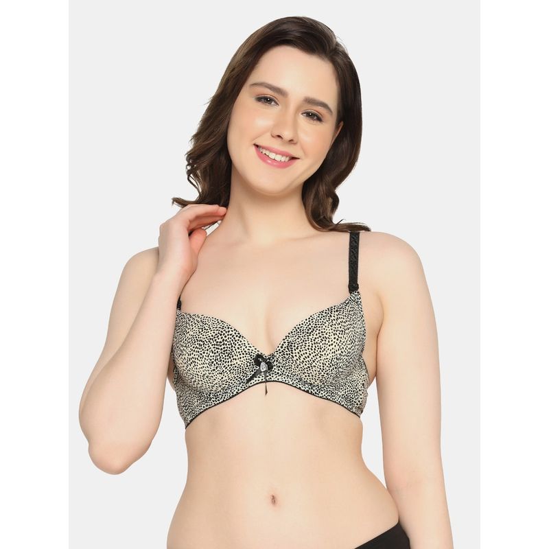 Da Intimo Underwired Printed Demi Cup Bra - Black (34B)