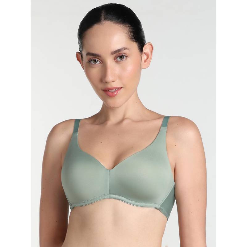 Wacoal Women Green Solid/Plain Nylon T-Shirt Bra (32B)