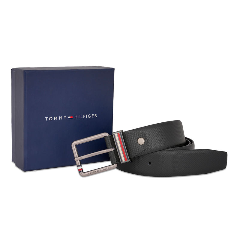 Tommy Hilfiger Black Delmar Men Non Reversible Leather Belt - (M)