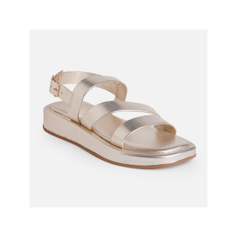 Aldo Rimsky Leather Champagne Solid Sandals (UK 5) (UK 5)