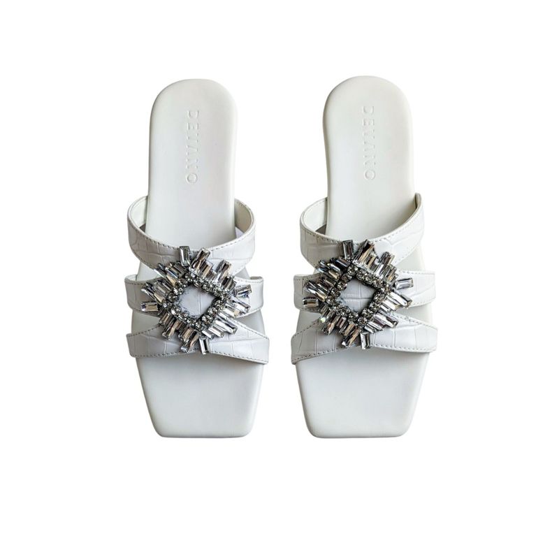 Devano Strappy Crystal Sliders White (EURO 37)