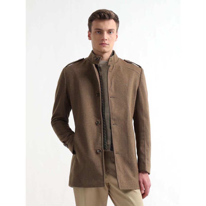 Arrow Sports Brown Solid Coat (L)