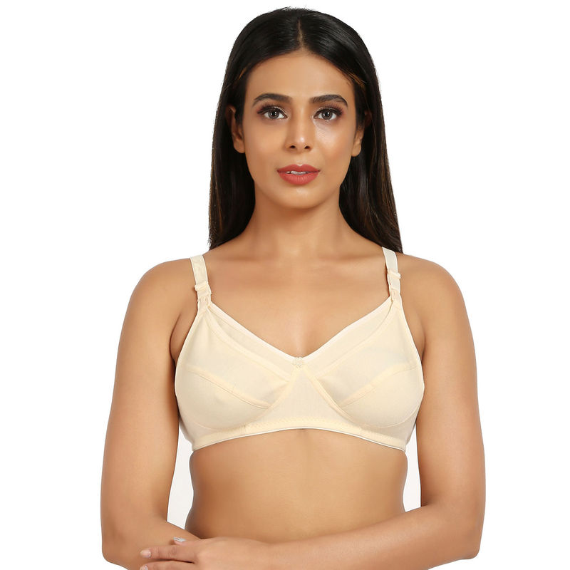 Mine4Nine Non Padded Full Coverage All Day Comfort Maternity Bra Cream & Beige (Pack of 2) (32C)
