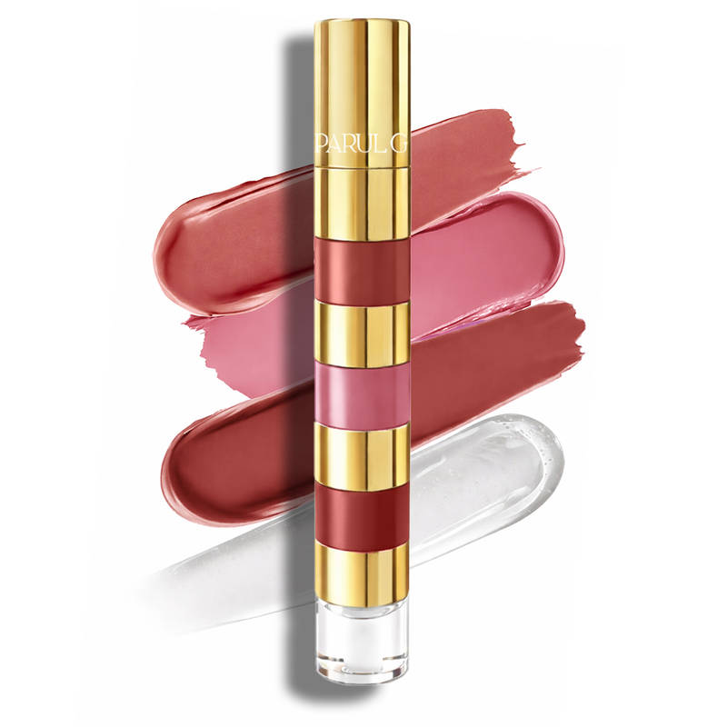 Parul Garg Beauty Fresh Bloom 4-in-1 Nude Shades Smudge-Proof Liquid Lipstick Stack with Gloss