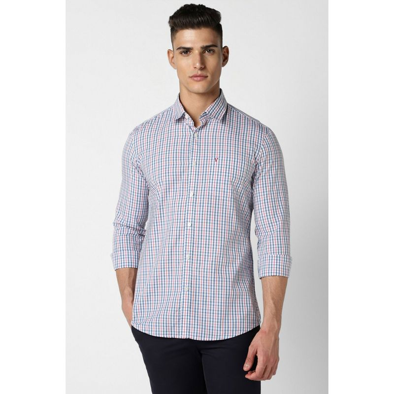 Van Heusen Men Blue Slim Fit Checks Full Sleeves Casual Shirt (39)