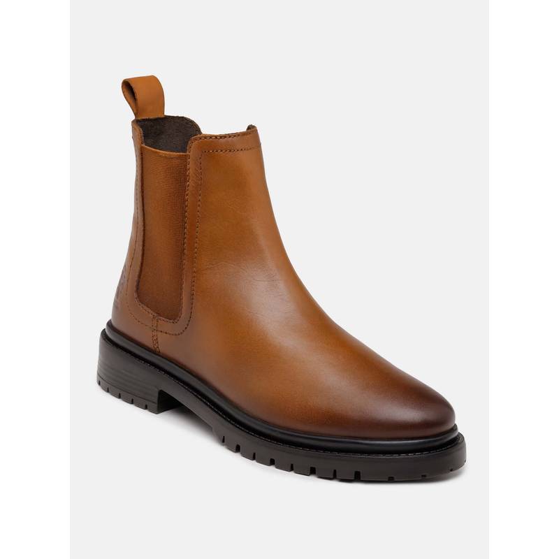 U.S. POLO ASSN. Women Tan Solid Chelsea Boots (UK 5)