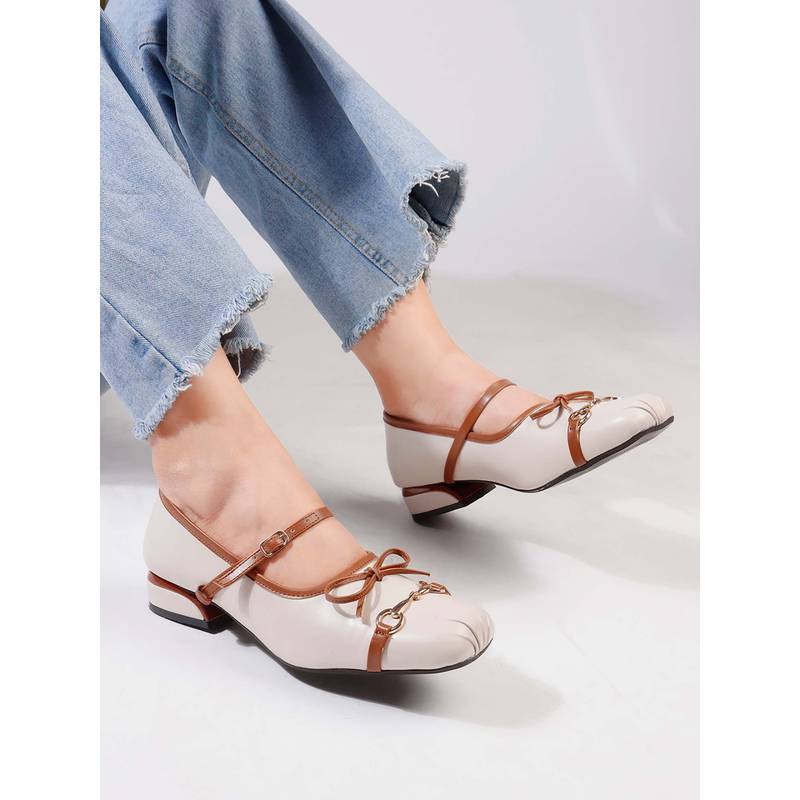 The White Pole Two Tone Sandal Heels for Women (EURO 36)