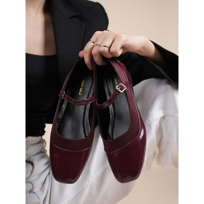 Drop Bold Maroon Elegant Mary Jane Ballerinas for Women (EURO 36)