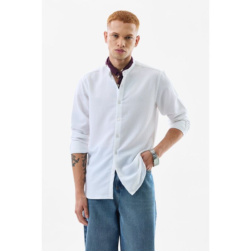 Snitch Men Reese White Seersucker Shirt (S)