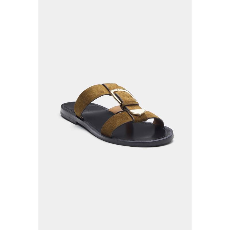 Oroh Women Tan Angela Open Toe Flats (EURO 36)