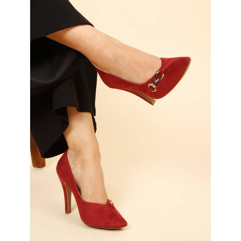 Flat n Heels Women Maroon Stilettos Heels (EURO 35)