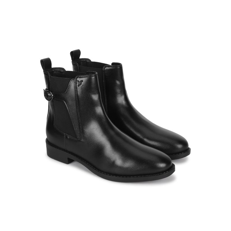 Yoho Women Black Buckle Boots (UK 7)