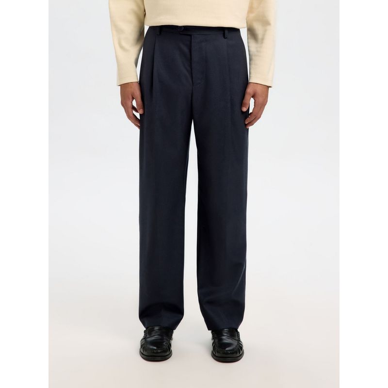 SELECTED HOMME Navy Blue Loose Fit Otto Lano Pleat Trouser (36)