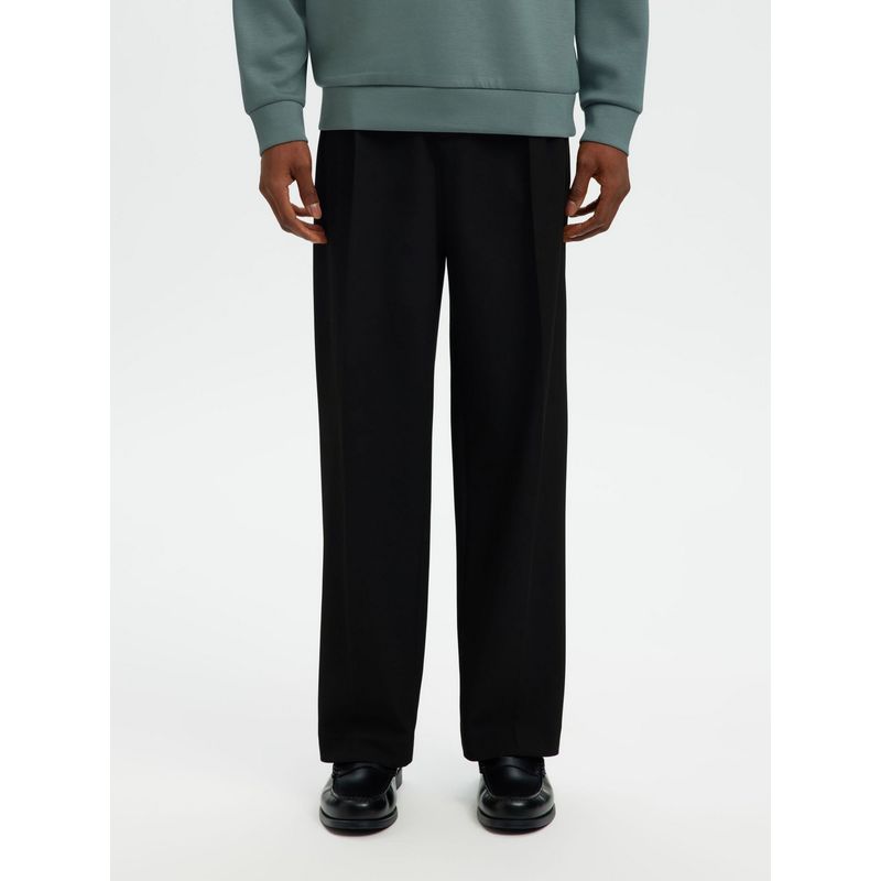 SELECTED HOMME Black Loose Fit Flex Trouser (L)