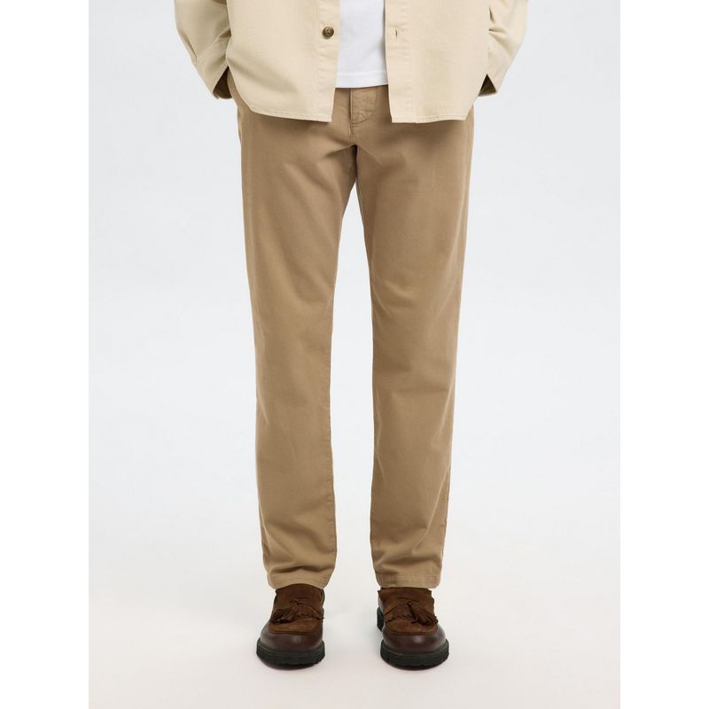 SELECTED HOMME Structured Dyed Slim Fit Beige Chinos (29)