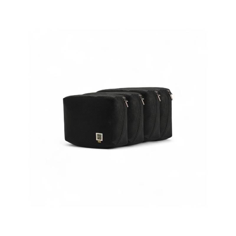 EUME Packing Cubes Luggage Organiser Pouches - Black (Pack of 4) (M)