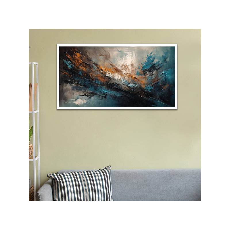 Dekorstation Vibrant and Abstract Multicolor Floating Frame Canvas Wall Painting (12x24 inches)