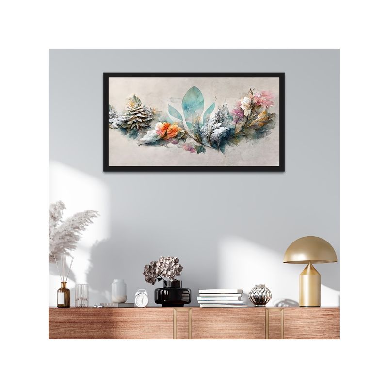 Dekorstation Luxurious Floral Elements Botanical Multicolor Frame Wall Painting (12x24 inches)