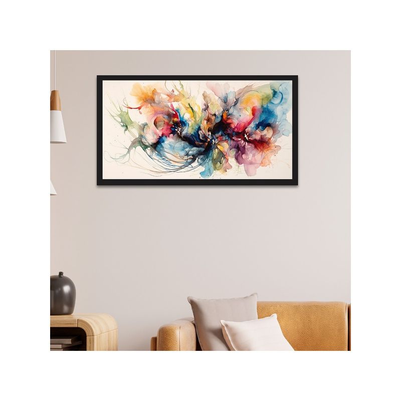 Dekorstation Bright Abstract Multicolor Floating Frame Landscape Canvas Wall Painting (12x24 inches)