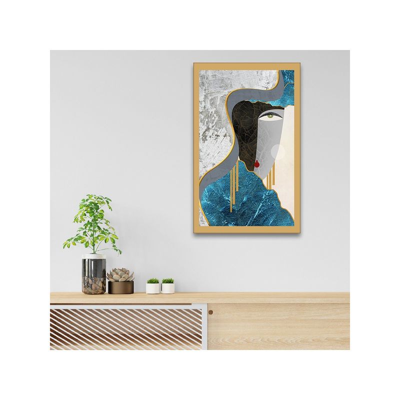 Dekorstation Figure Geometric Art Frame Painting Splice Face Wall Painting (12x24 inches)