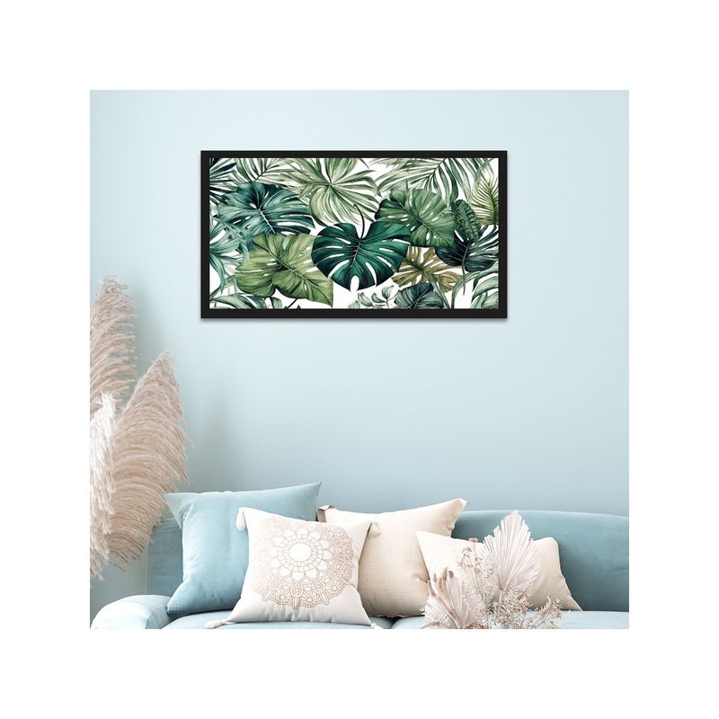 Dekorstation Paintings Drawing Room Tropical Green Plant Decorative Wall Painting (12x24 inches)