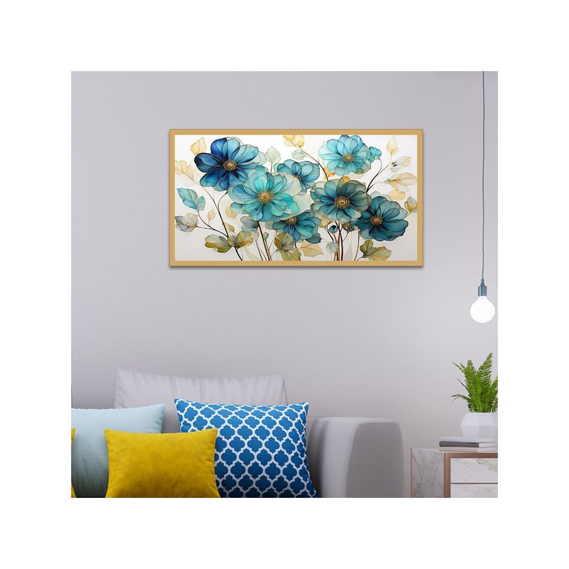 Dekorstation Floral Colorful Flower Pattern Floating Frame Wall Painting (12x24 inches)