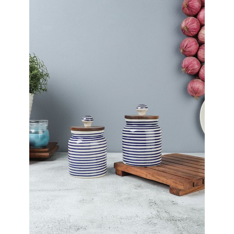 VarEesha Parikrama Blue Spiral Leak Proof Handmade Ceramic Jars Buy