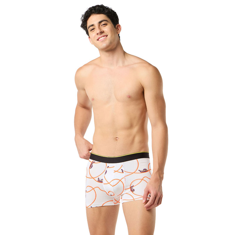 Bummer Men Printed White Trunks Underwear Ultra Soft & Breathable (L)
