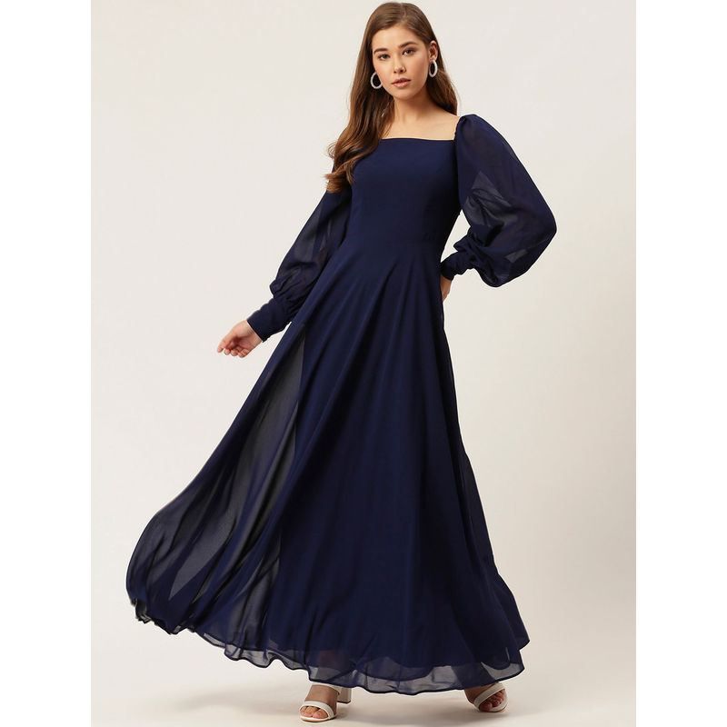Twenty Dresses By Nykaa Fashion Love All Around Maxi Navy Blue Dress (M)