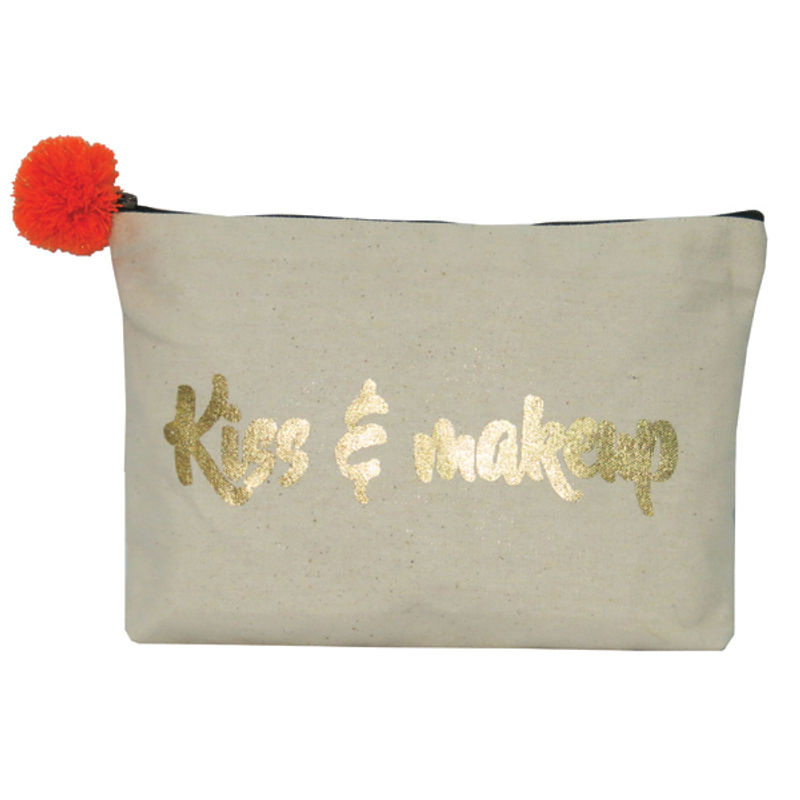 Danali Gold Foil Printed "KISS & MAKE-UP" Utility Pouch