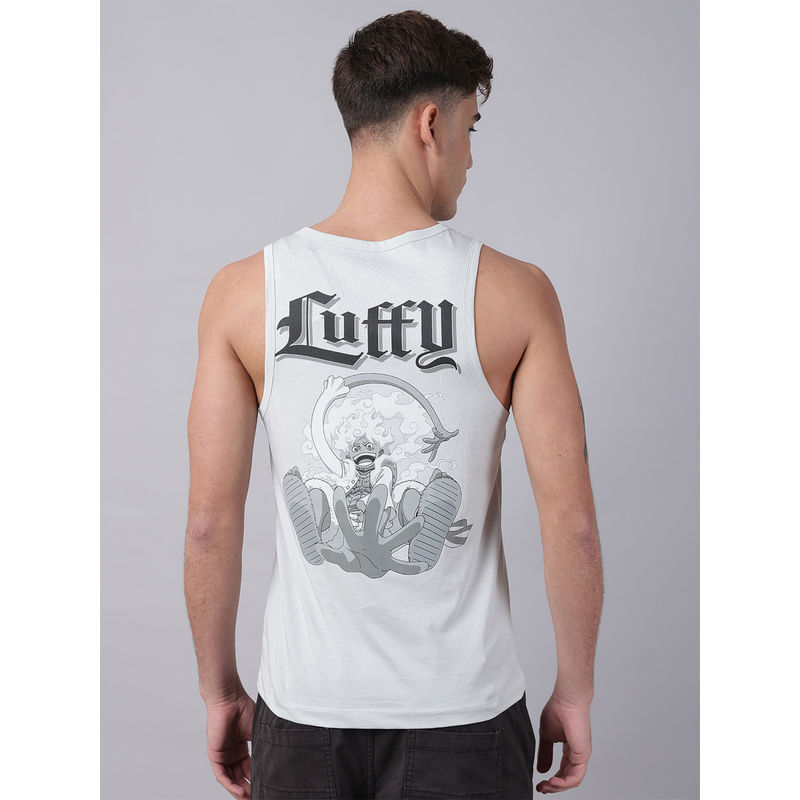 Free Authority Men Official One Piece Anime Printed Pure Cotton Grey Tank Top (2XL)