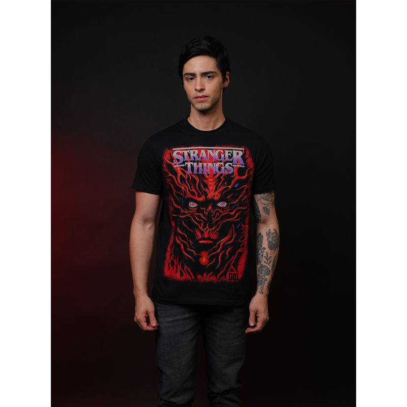Free Authority Men Official Stranger Things Vecna Graphic Cotton Black T-Shirt (S)