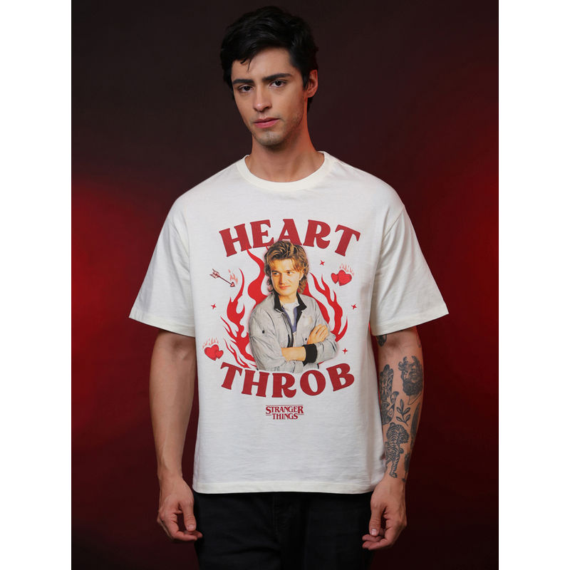 Free Authority Men Official Stranger Things Steve Harrington Graphic Off White T-Shirt (S)