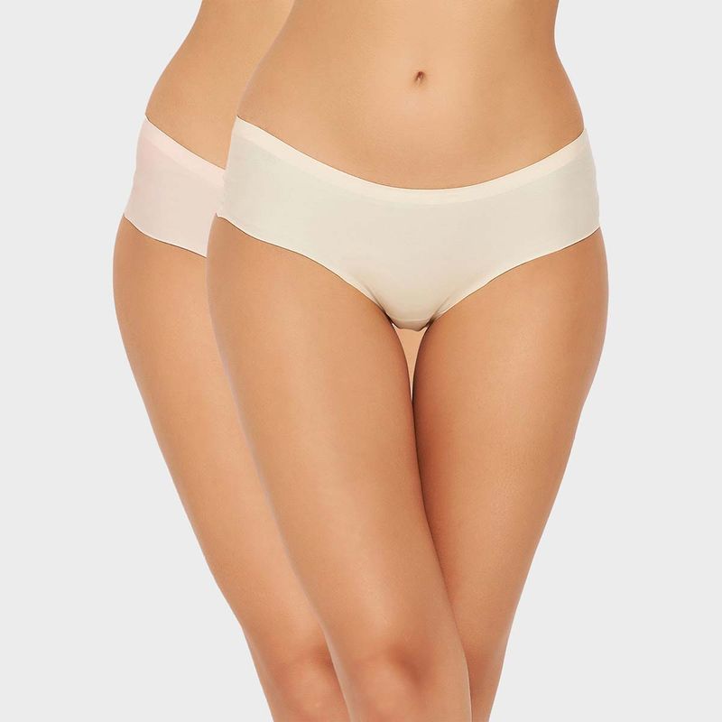 Clovia Pack Of 2 Mid Waist Seamless Laser-Cut Hipster Panty-Multi-Color (XL)