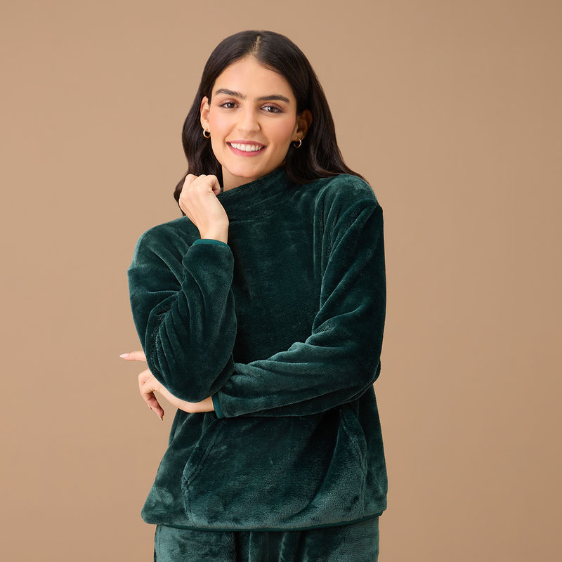 Nykd By Nykaa Luxe Fur Sweatshirt - NYS122 - Green (XL)