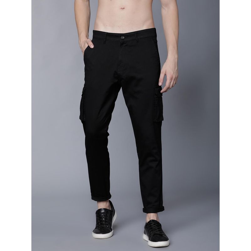 HIGHLANDER Men Black Slim Fit Solid Cargos (30)