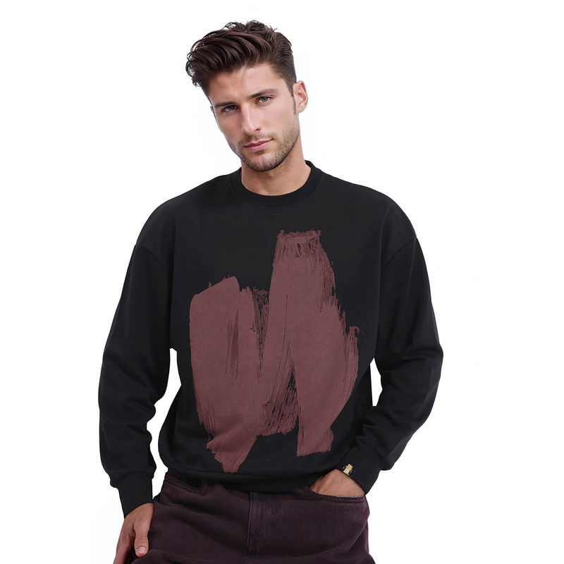 Rare Rabbit Bade Black Abstract Print Sweatshirt (L)