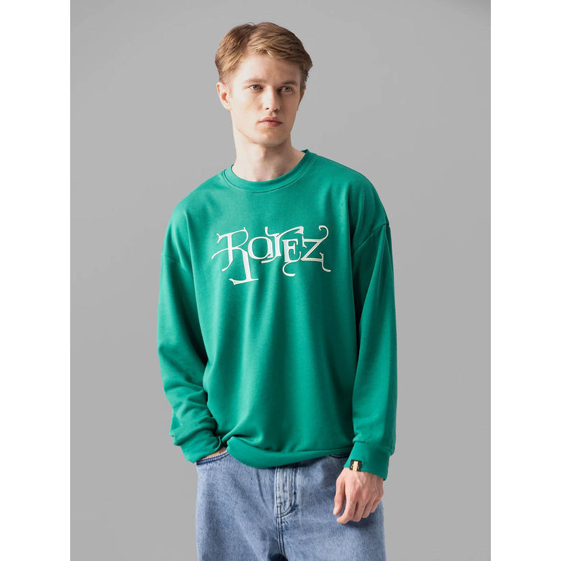 Rare Rabbit Bott Green Graphic Regular Fit Sweatshirt (XS)
