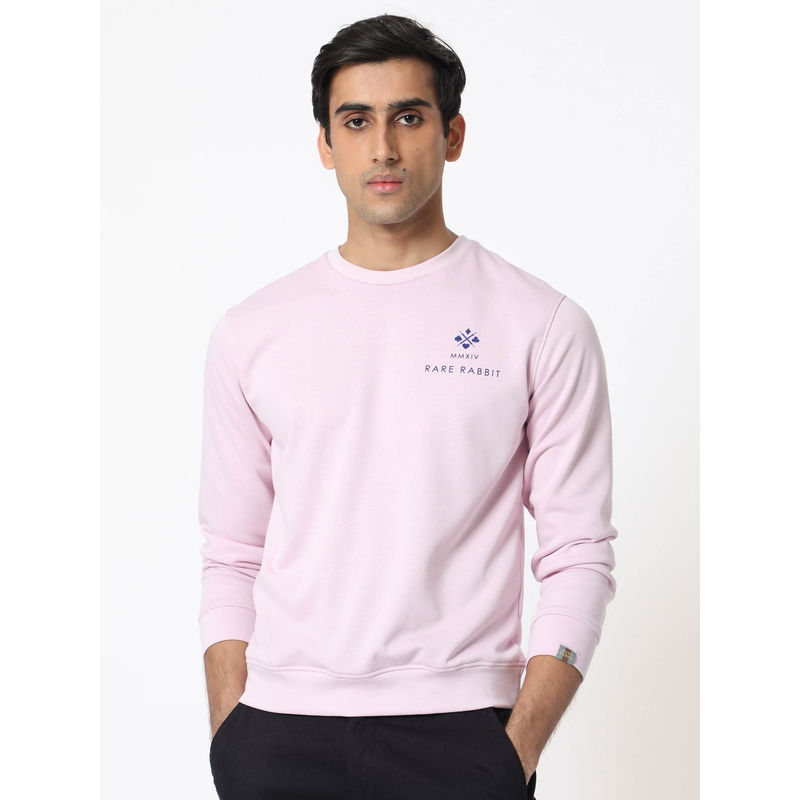 Rare Rabbit Cerdon Light Pink Regular Fit Sweatshirt (2XL)