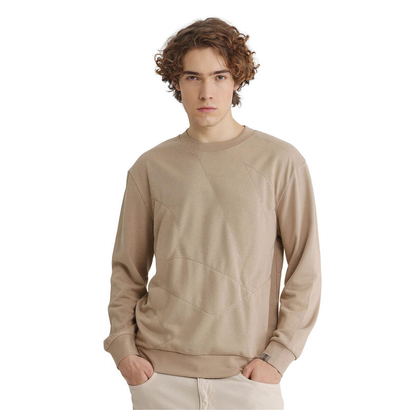Rare Rabbit Eldron Dusky Beige Embroidered Sweatshirt (S)