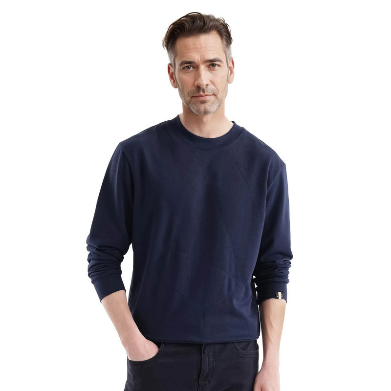 Rare Rabbit Eldron Navy Blue Embroidered Sweatshirt (S)