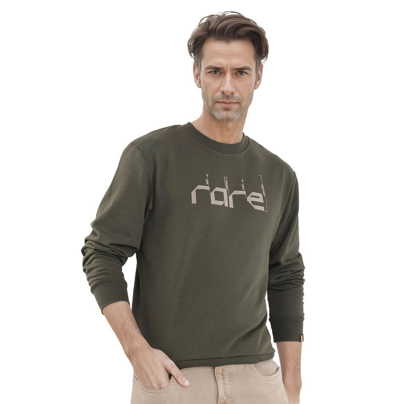 Rare Rabbit Emry Olive Graphic Sweatshirt (XL)