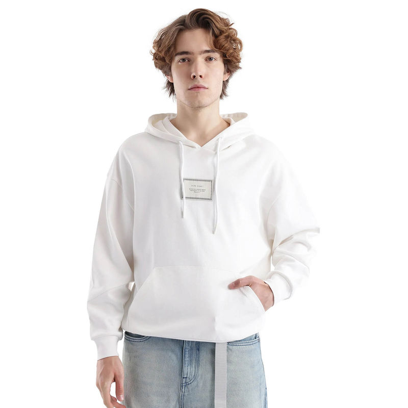 Rare Rabbit Enoch Off White Plain Hoodie (M)