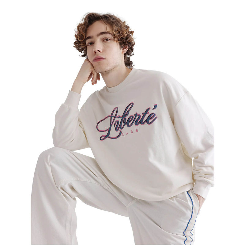 Rare Rabbit Fint Off White Graphic Sweatshirt (XS)