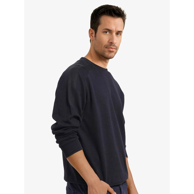 Rare Rabbit Heg Navy Blue Plain Sweatshirt (S)