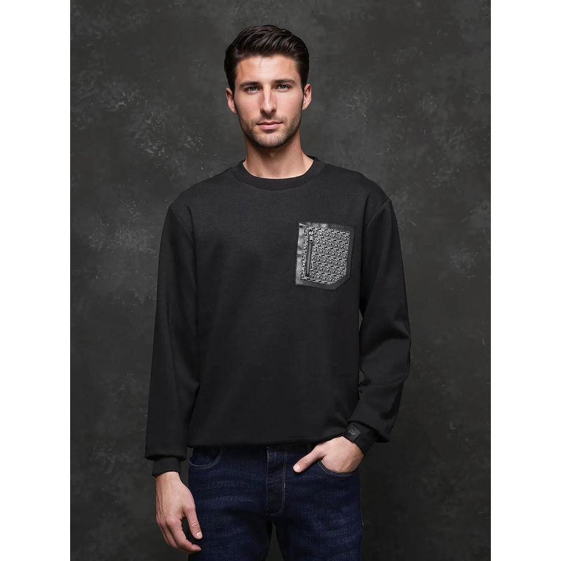 Rare Rabbit Kevon Black Plain Sweatshirt (S)