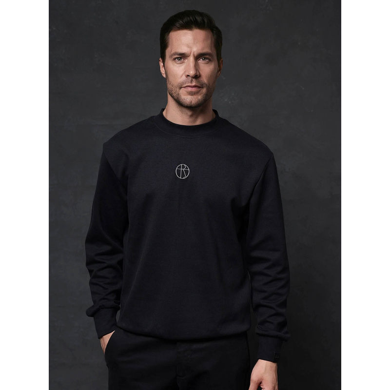 Rare Rabbit Lars Black Embroidered Sweatshirt (M)