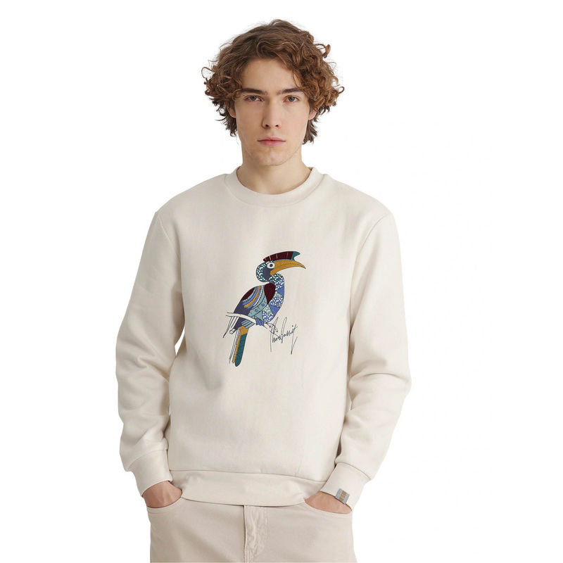 Rare Rabbit Nantes Off White Graphic Sweatshirt (L)