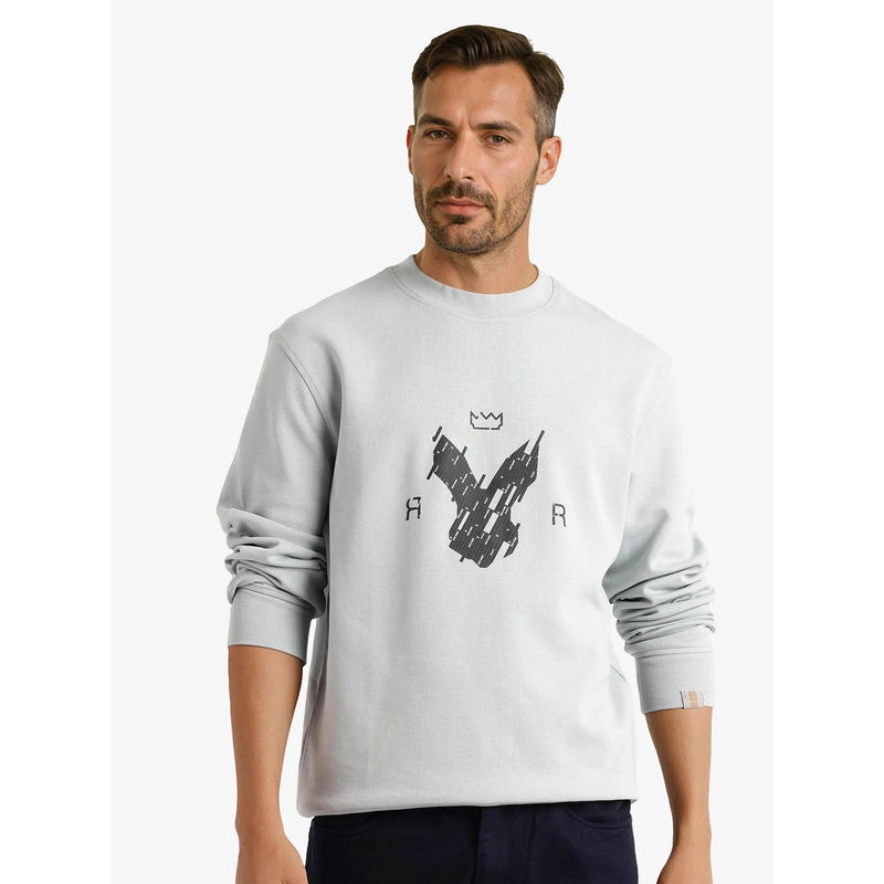 Rare Rabbit Ref Light Grey Graphic Sweatshirt (S)