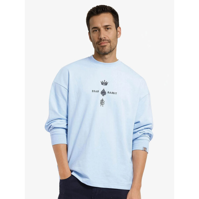 Rare Rabbit Remor Light Blue Graphic Sweatshirt (S)